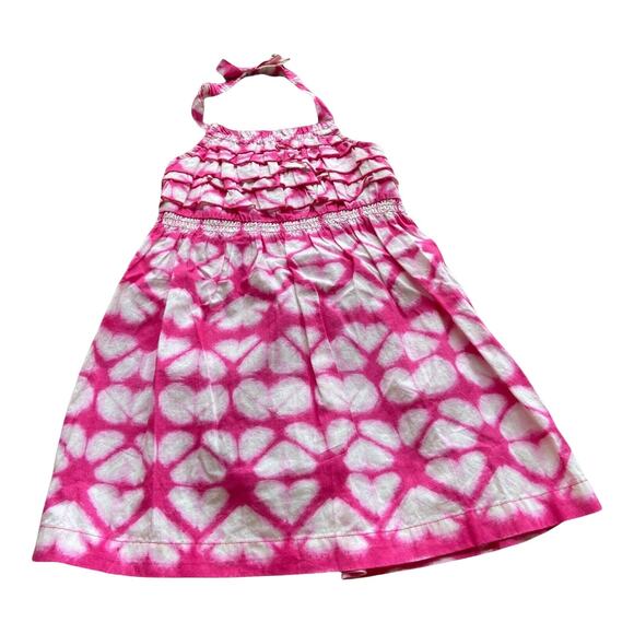 Cherokee Girls Dress Size 3T Pink White Heart Print Halter Sundress Batik NEW - Picture 1 of 7